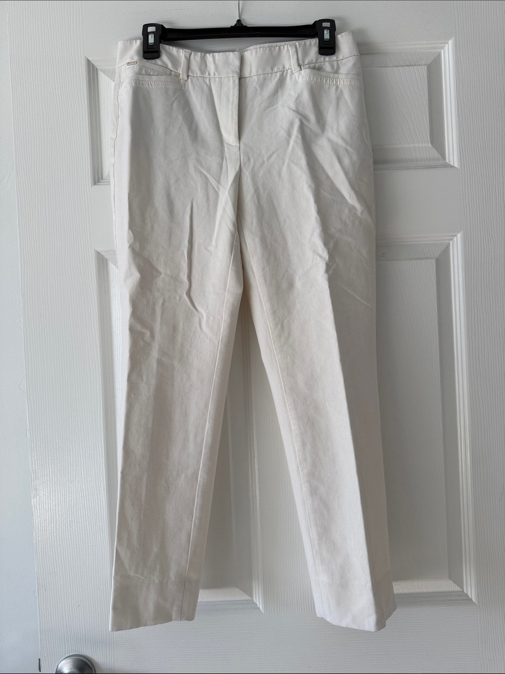 White House Black Market Cream Slim Straight Chinos